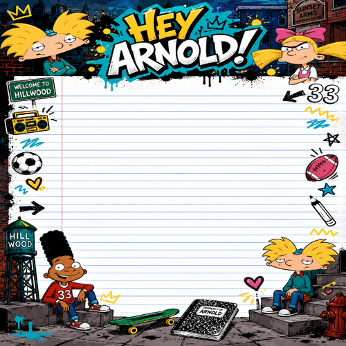 Hey Arnold!™ College-Ruled Journal | 90's Cartoon Printable Notebook Paper - Digital Boss Collection®